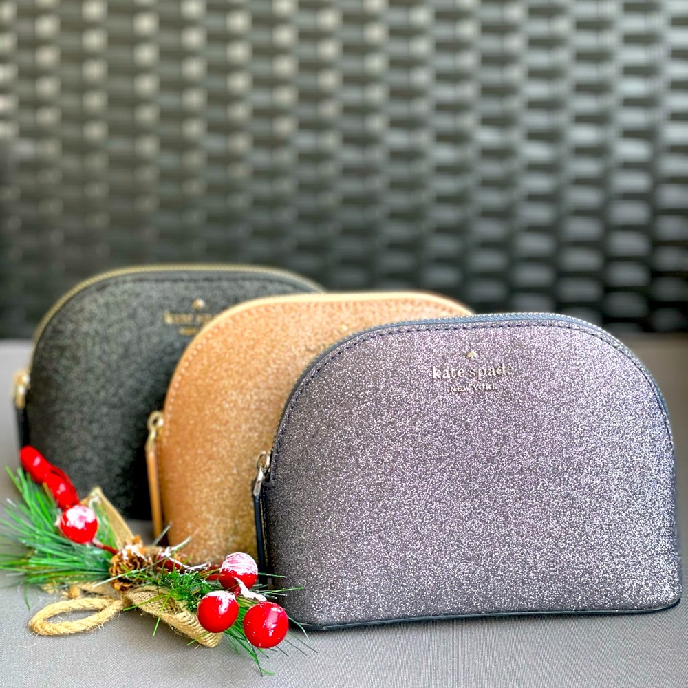 🎄Kate Spade🎄 Glittery Collection Small Dome Pouch Cosmetic Bag